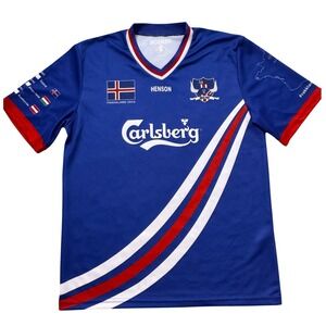 Henson Iceland Euro 2016 Carlsberg Soccer Jersey Mens Medium Blue Tolfan 12